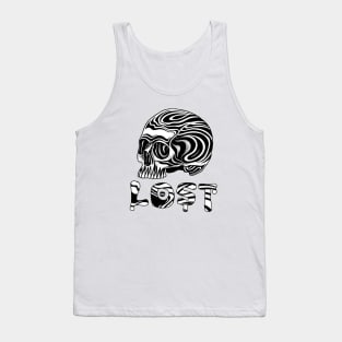 Lost skull style typography black and white Tank Top